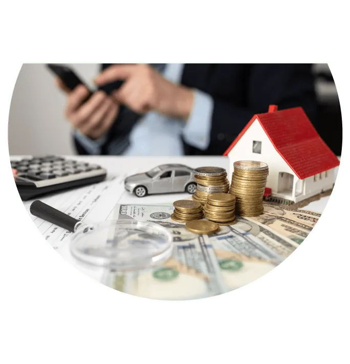 Property Dealer With money and coins